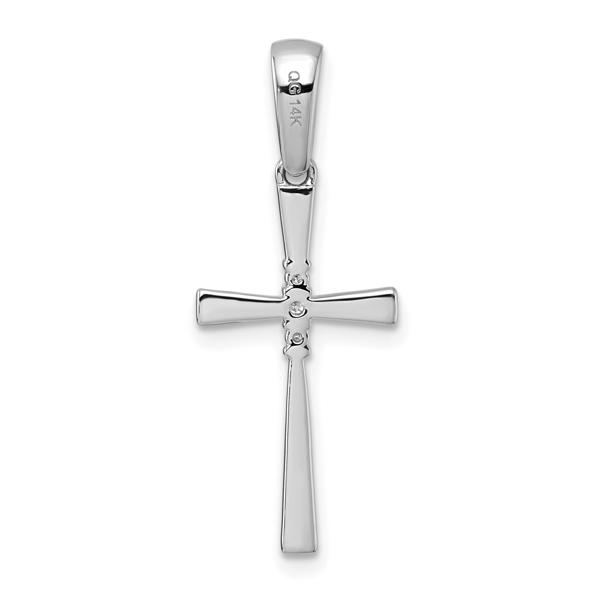14k White Gold 1/20 carat Diamond Cross Pendant