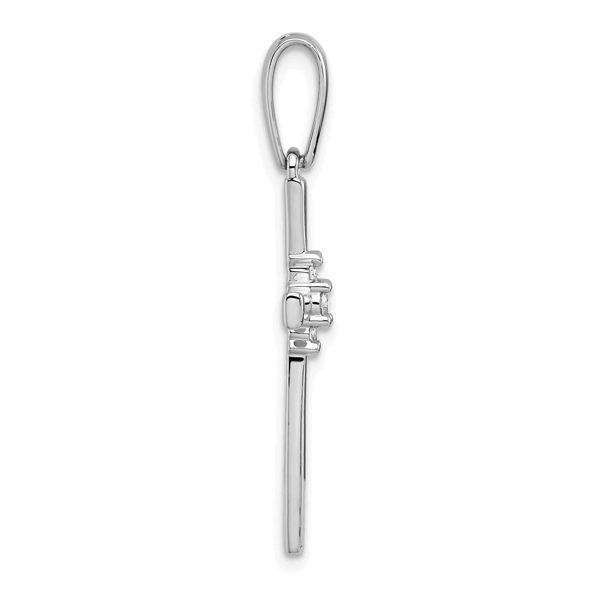 14k White Gold 1/15 carat Diamond Cross Pendant