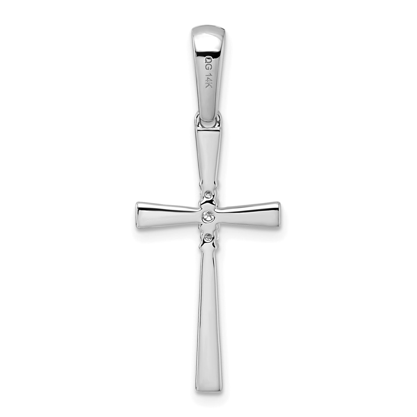 14k White Gold 1/15 carat Diamond Cross Pendant