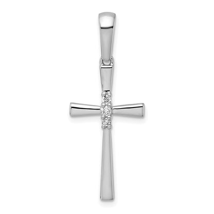 14k White Gold 1/15 carat Diamond Cross Pendant