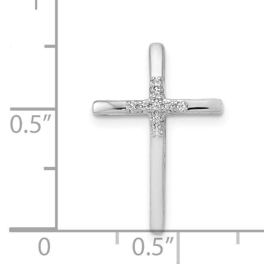 14k White Gold .03 carat Diamond Cross Chain Slide
