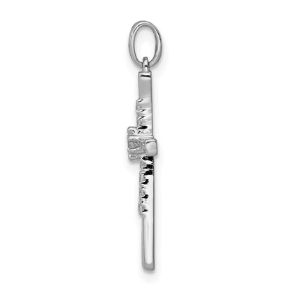14k White Gold 1/10 carat Diamond Cross Pendant