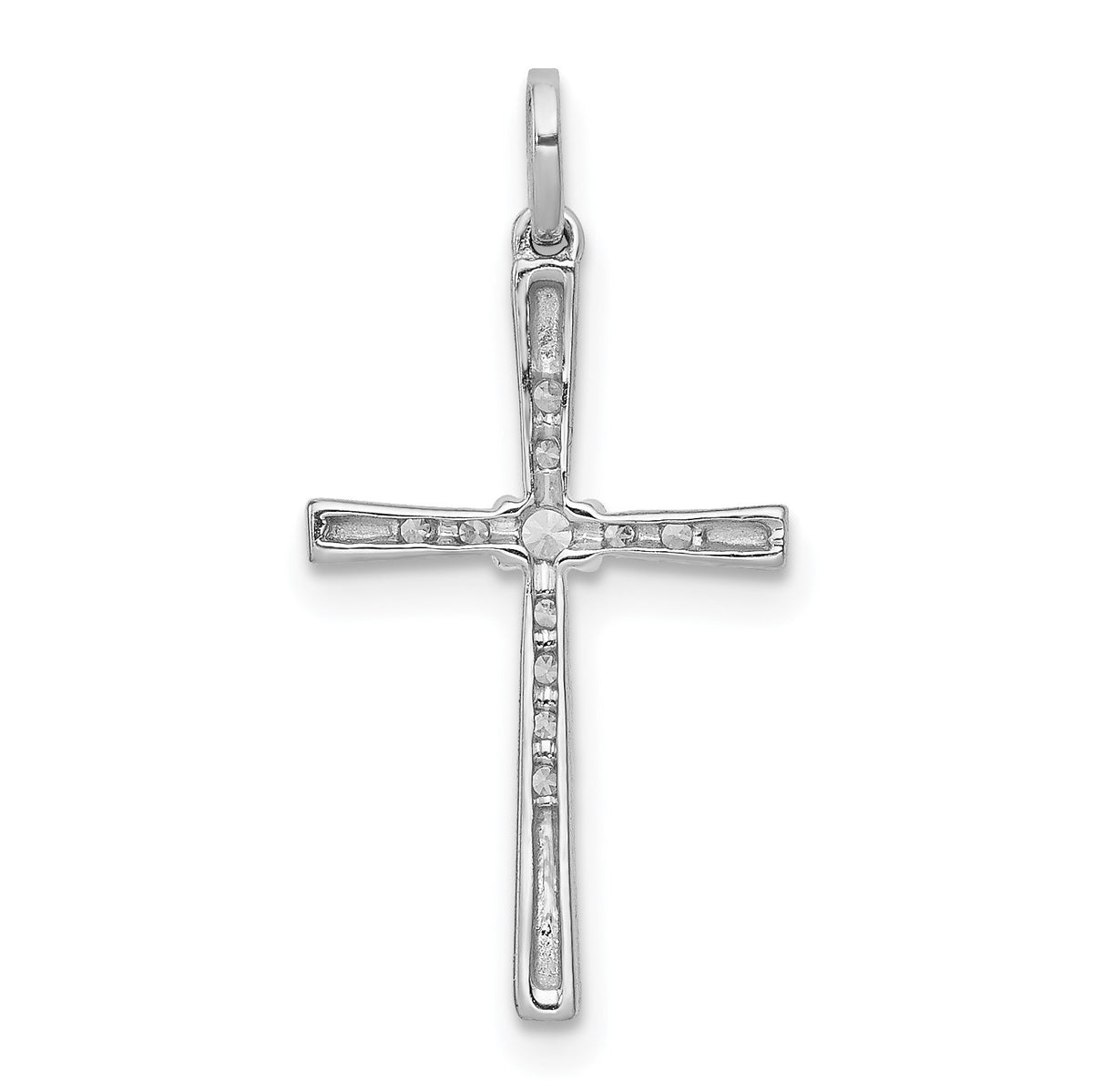 14k White Gold 1/10 carat Diamond Cross Pendant