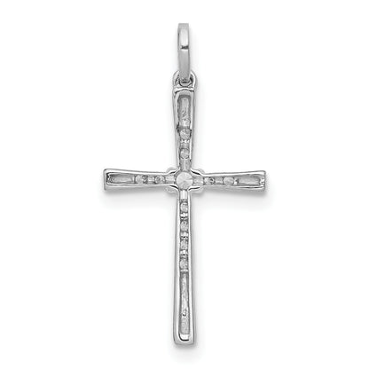 14k White Gold 1/10 carat Diamond Cross Pendant