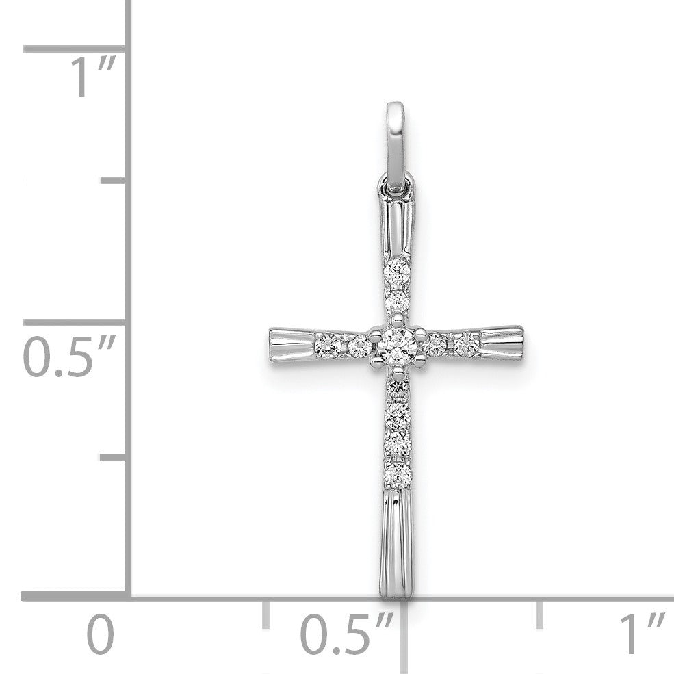 14k White Gold 1/10 carat Diamond Cross Pendant