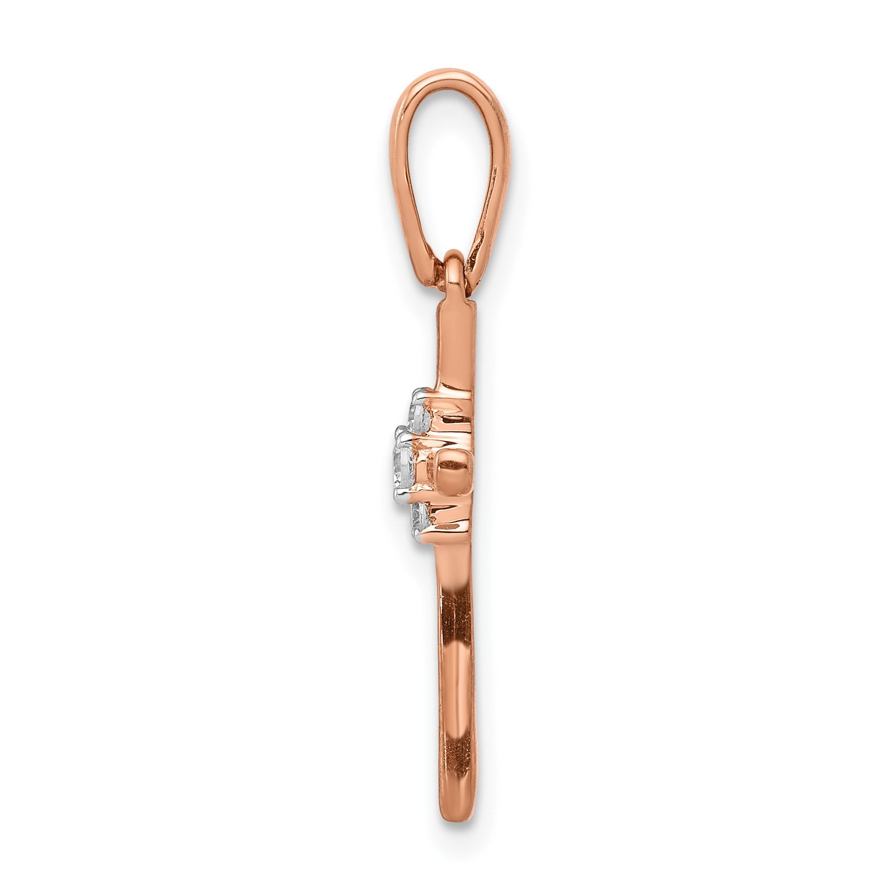 14k Rose Gold .03 carat Diamond Cross Pendant