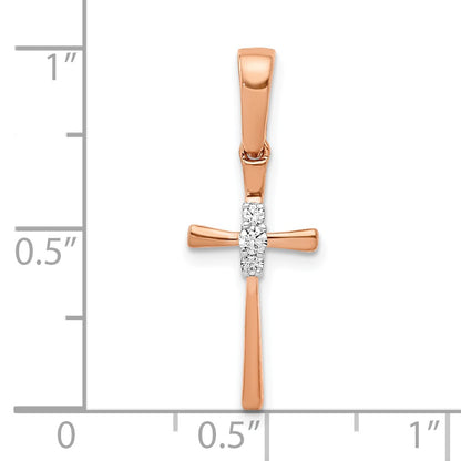 14k Rose Gold .03 carat Diamond Cross Pendant