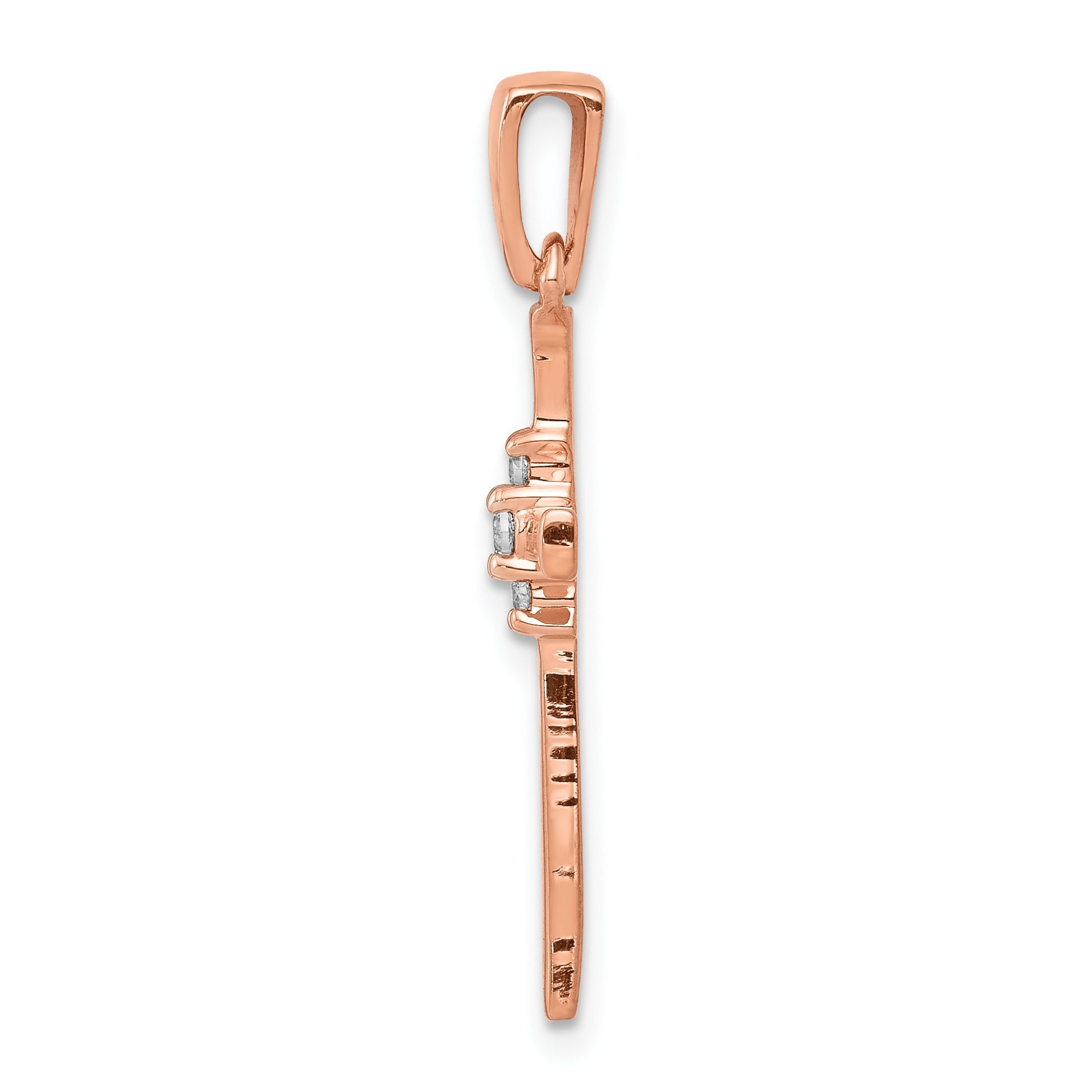 14k Rose Gold 1/20 carat Diamond Cross Pendant