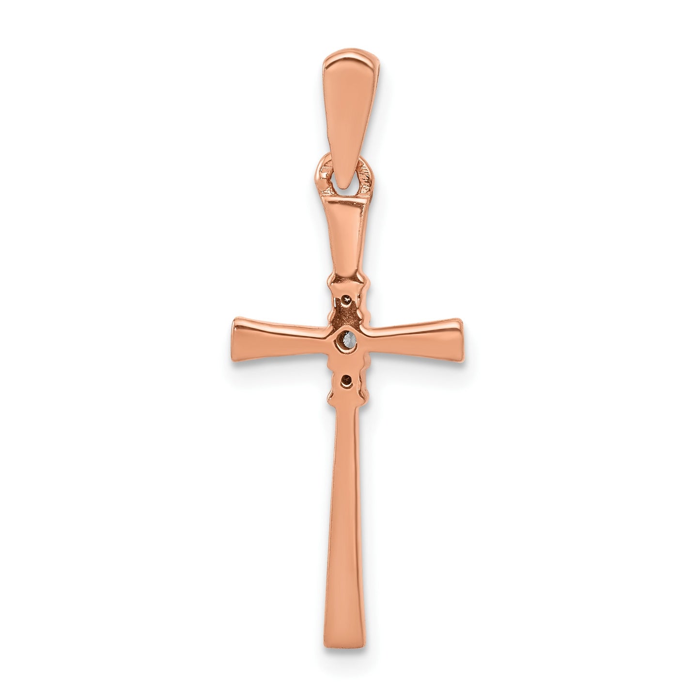 14k Rose Gold 1/20 carat Diamond Cross Pendant