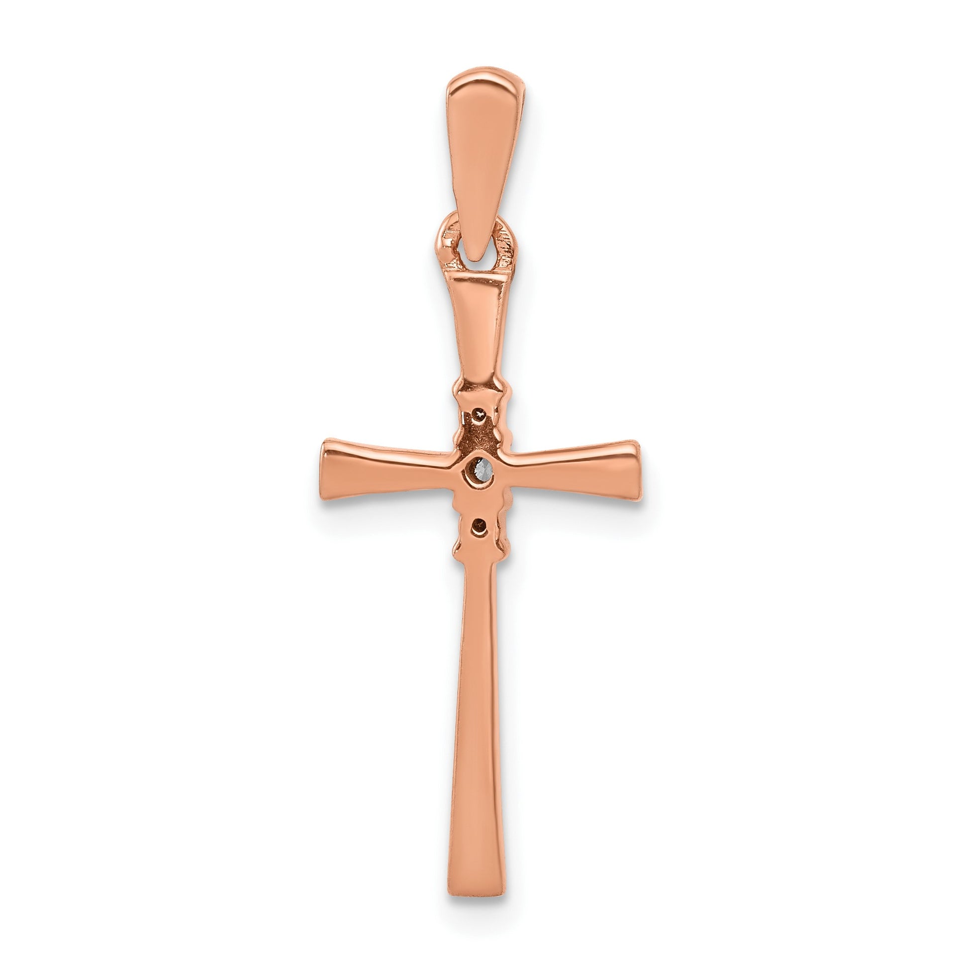 14k Rose Gold 1/20 carat Diamond Cross Pendant