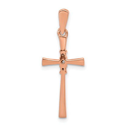 14k Rose Gold 1/20 carat Diamond Cross Pendant