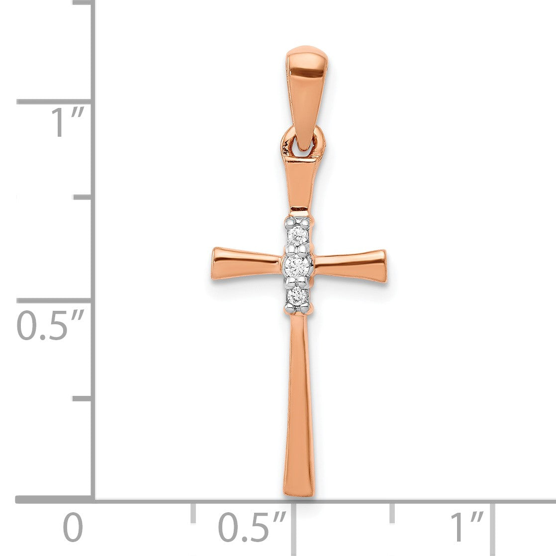 14k Rose Gold 1/20 carat Diamond Cross Pendant