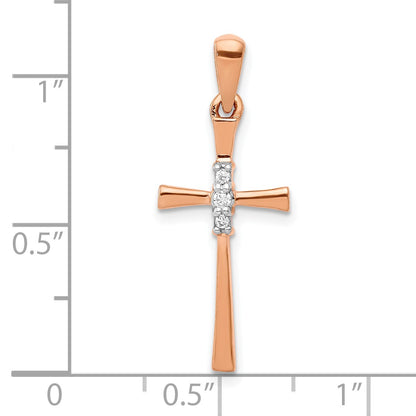14k Rose Gold 1/20 carat Diamond Cross Pendant
