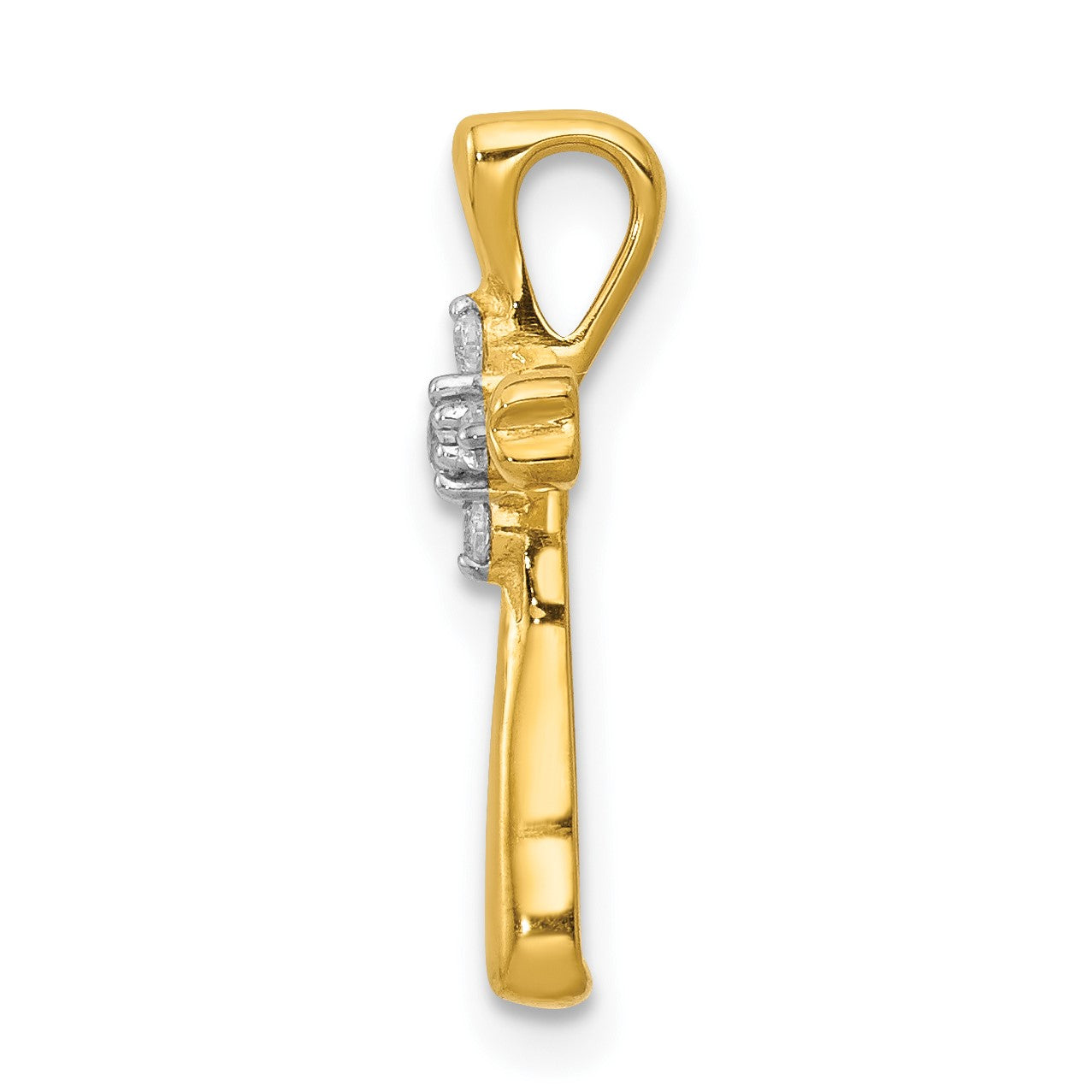 14k 1/20 carat Diamond 5-Stone Cross Chain Slide