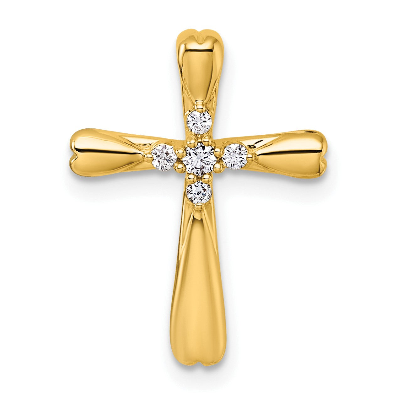 14k 1/10 carat Diamond 5-Stone Cross Slide Pendant