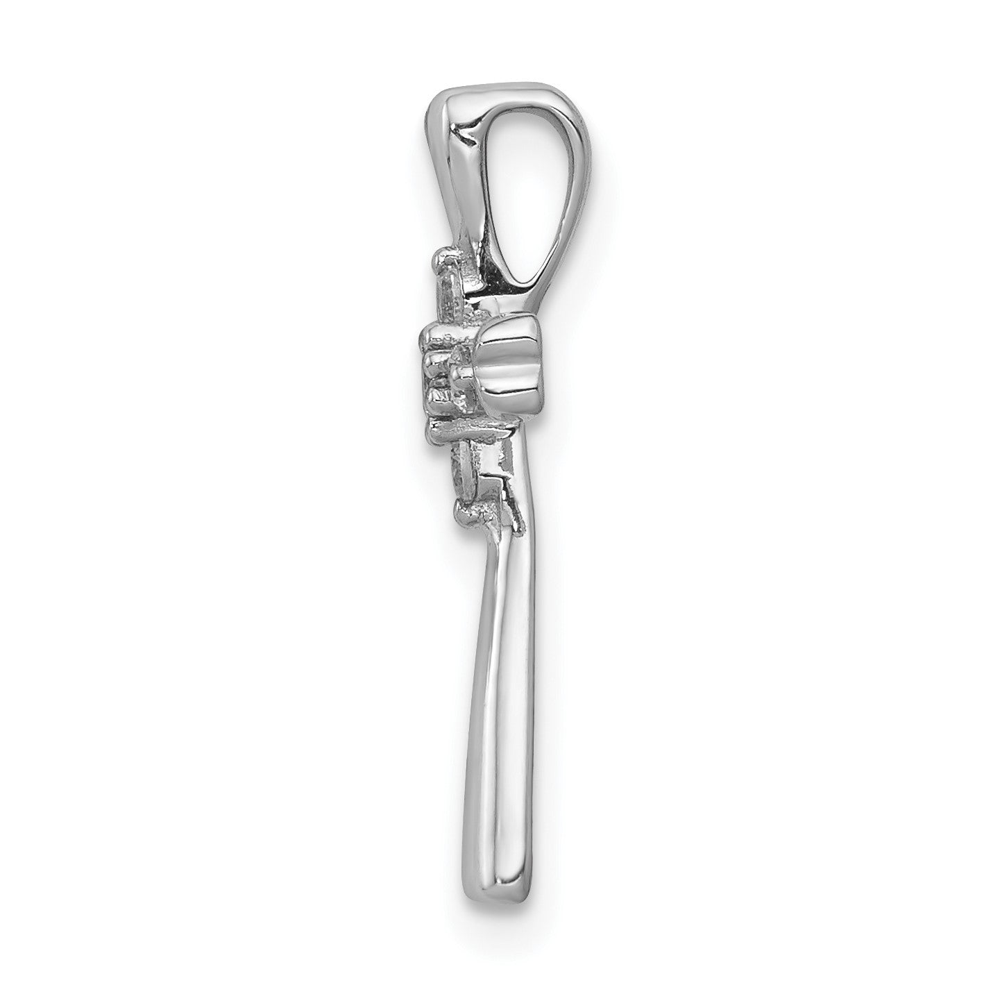 14k White Gold 1/6 carat Diamond 5-Stone Cross Chain Slide