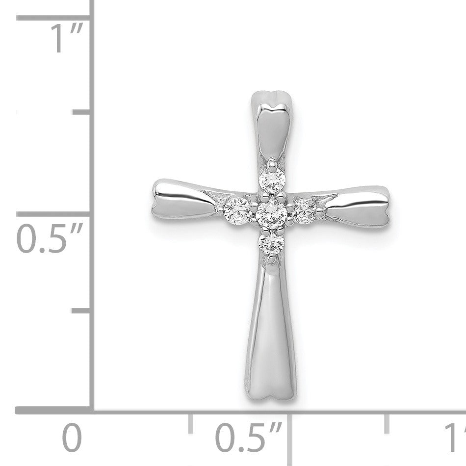 14k White Gold 1/6 carat Diamond 5-Stone Cross Chain Slide