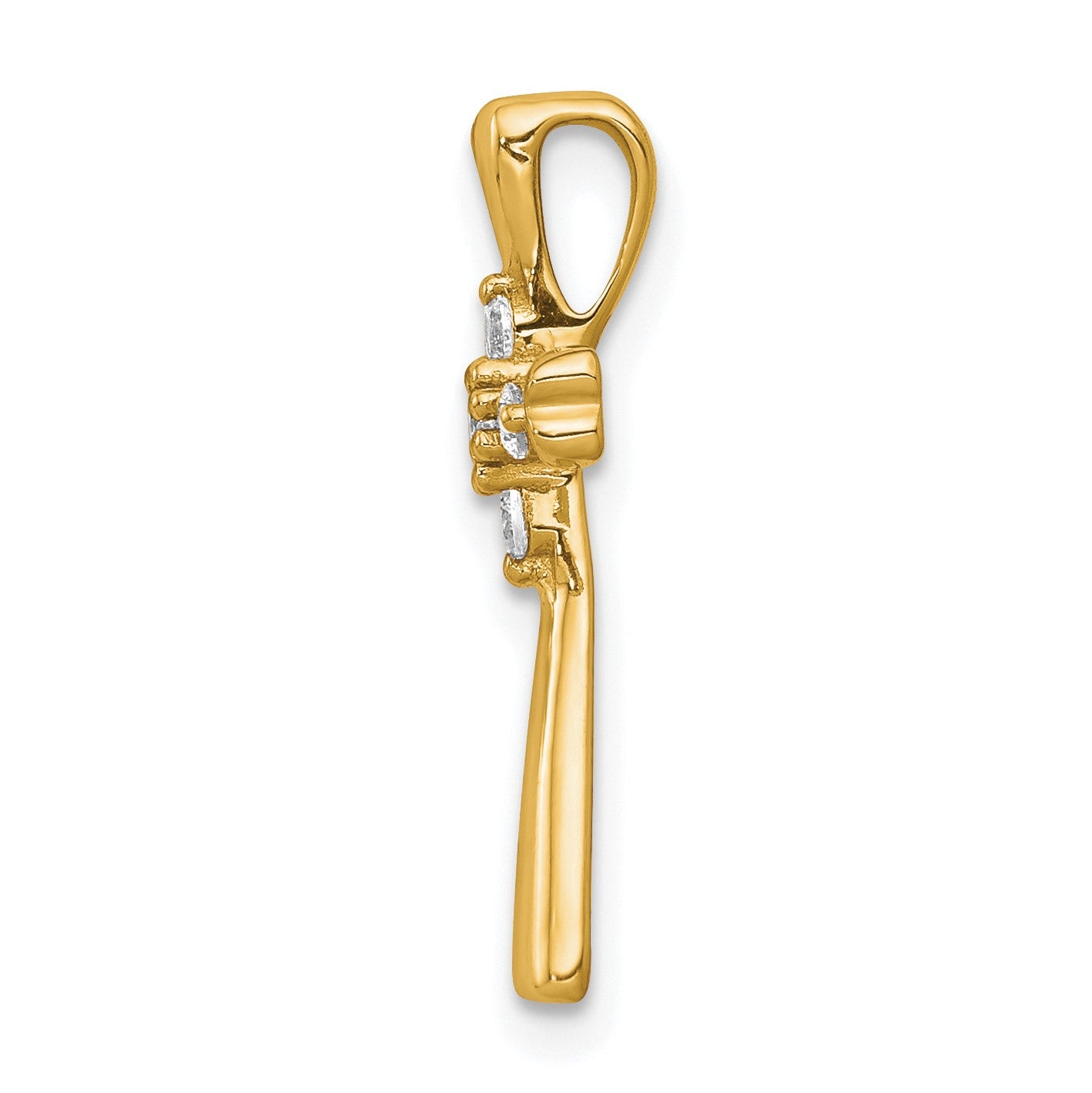14k 1/6 carat Diamond 5-Stone Cross Chain Slide