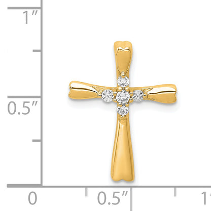 14k 1/6 carat Diamond 5-Stone Cross Chain Slide