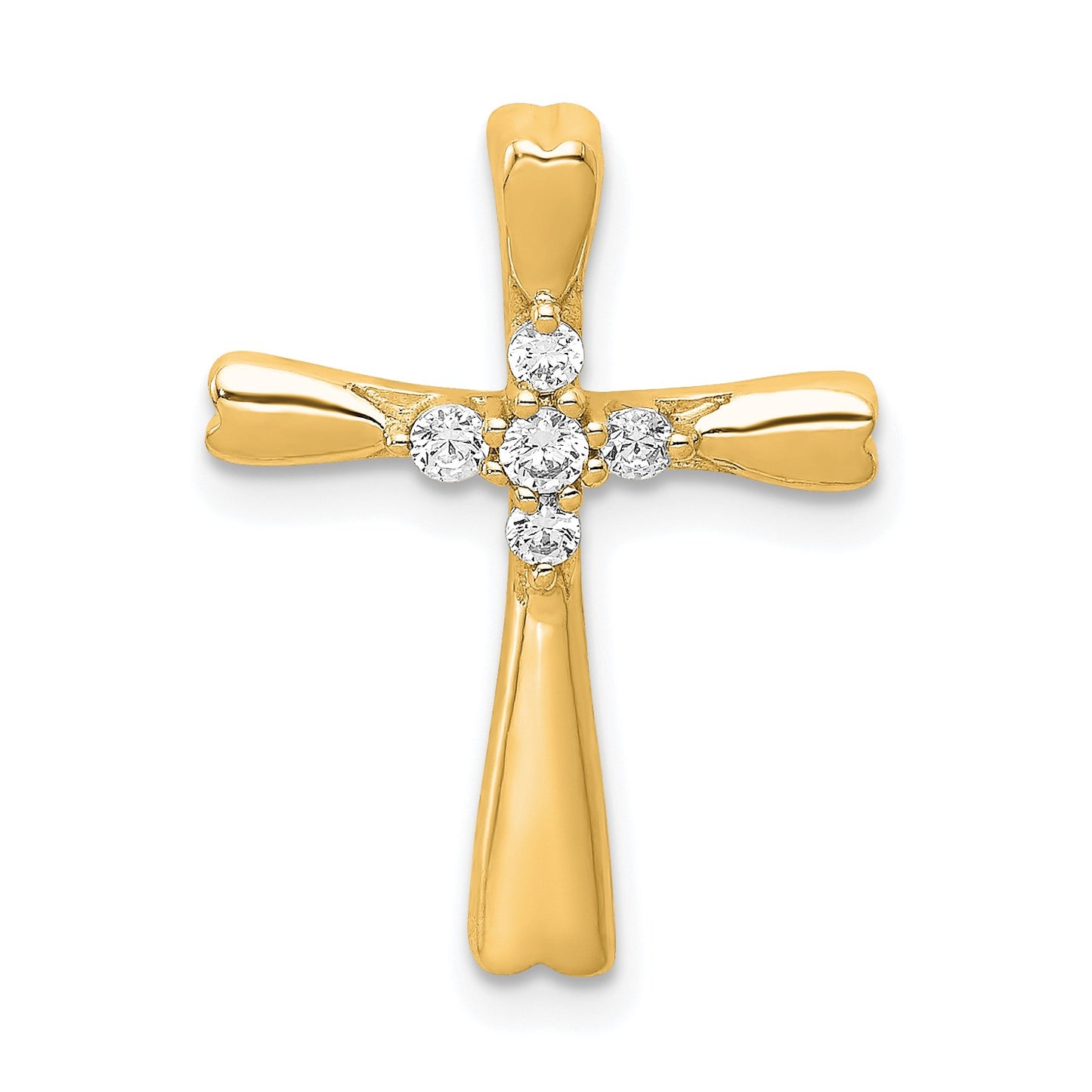 14k 1/6 carat Diamond 5-Stone Cross Chain Slide