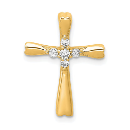 14k 1/6 carat Diamond 5-Stone Cross Chain Slide