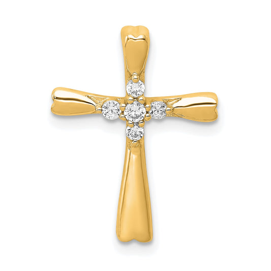 14k 1/6 carat Diamond 5-Stone Cross Chain Slide