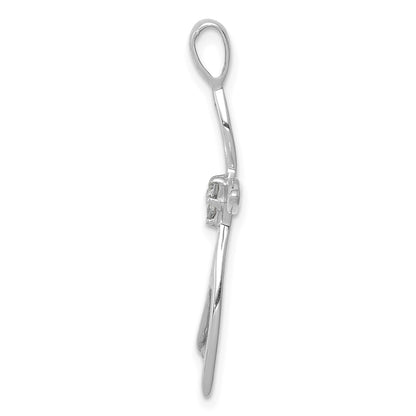 14k White Gold 3-Stone AA Diamond Cross Pendant