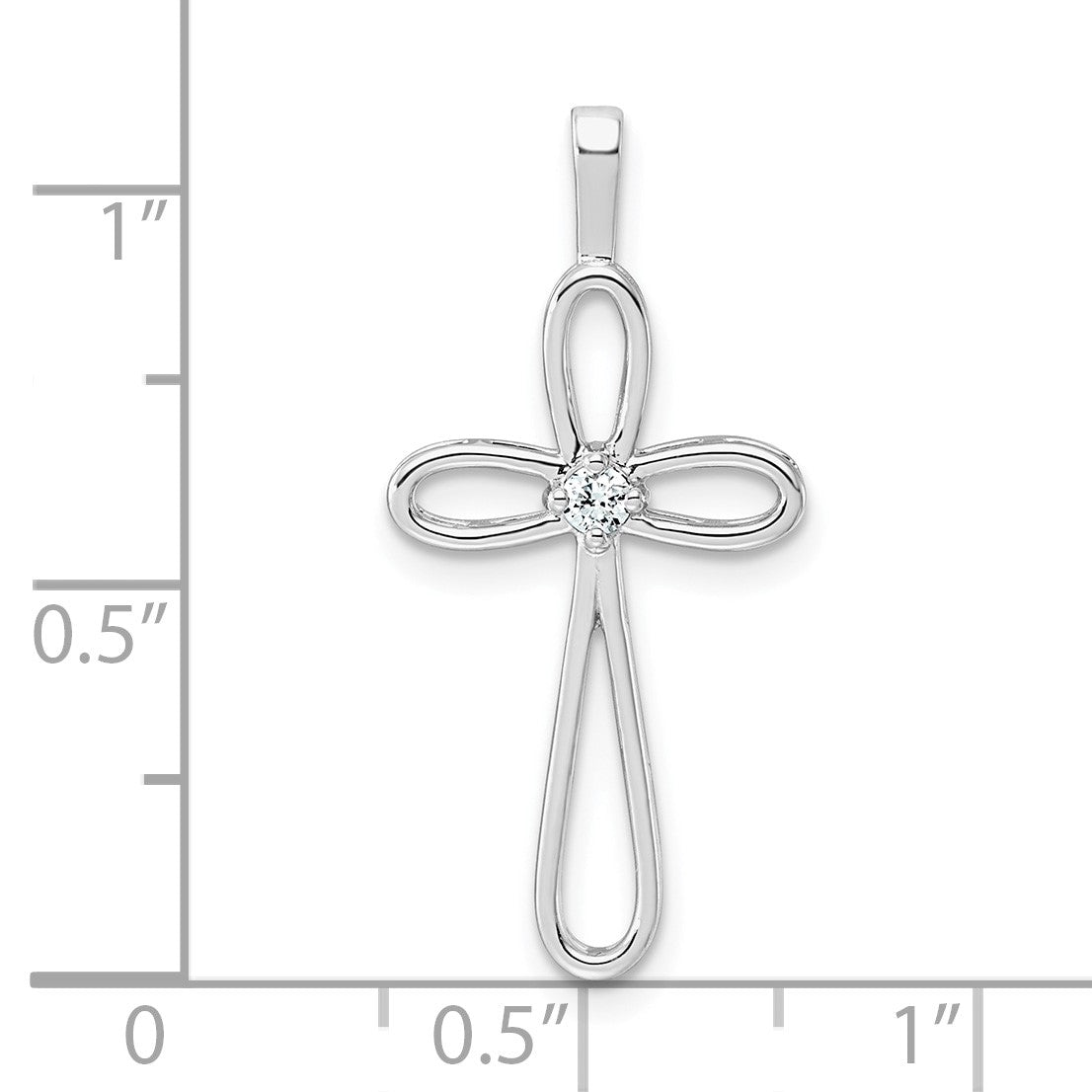 14k White Gold AA Diamond Loop Cross Pendant