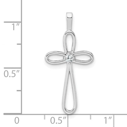 14k White Gold AA Diamond Loop Cross Pendant
