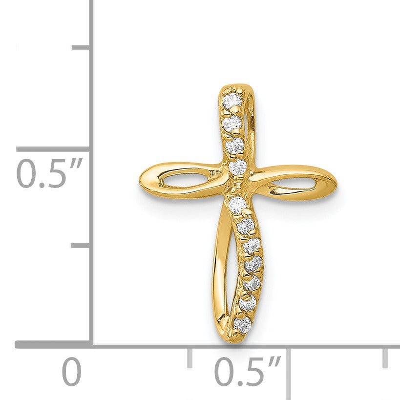 14k 1/15 carat AA Diamond Cross Chain Slide
