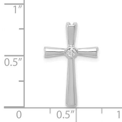 14k White Gold 1/20 carat AA Diamond Cross Chain Slide
