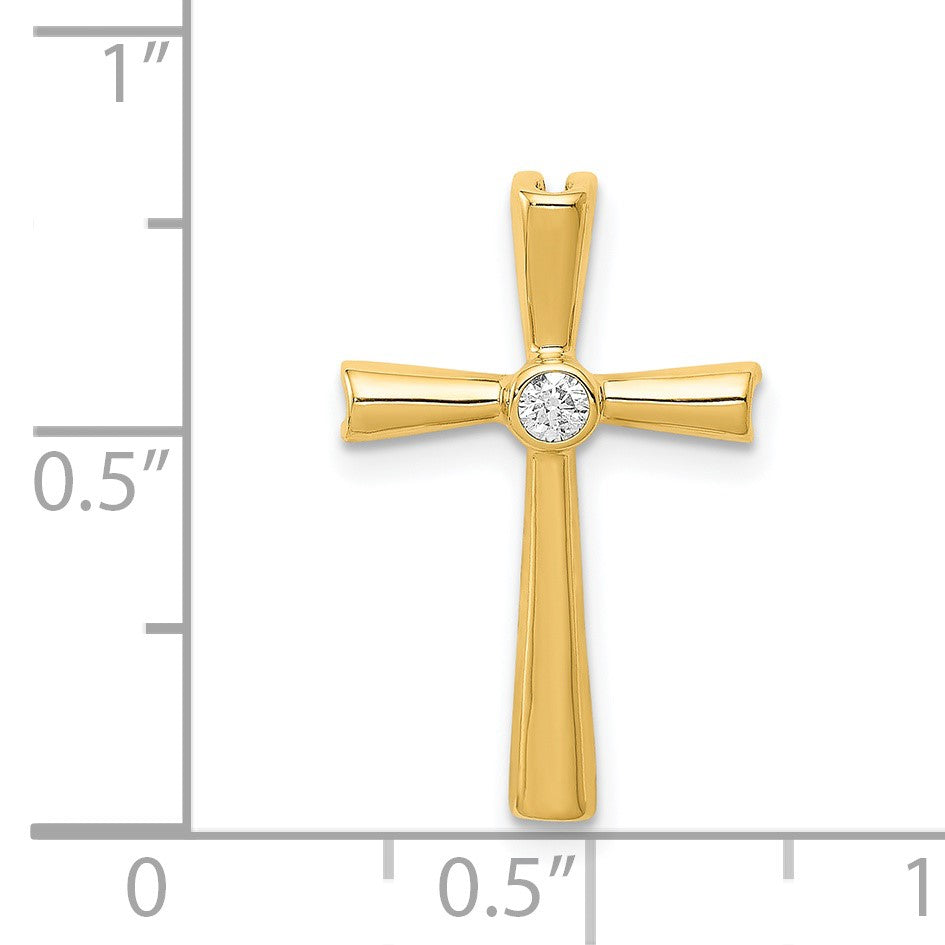 14k 1/20 carat AA Diamond Cross Chain Slide
