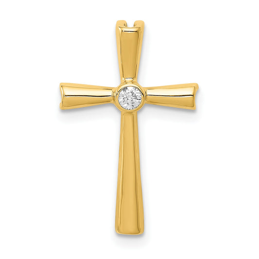 14k 1/20 carat AA Diamond Cross Chain Slide