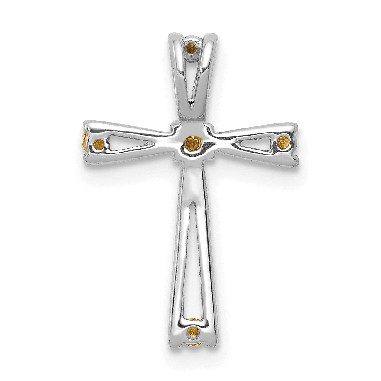 14k White Gold 1/15 carat AA Diamond Cross Pendant