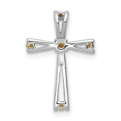 14k White Gold 1/15 carat AA Diamond Cross Pendant