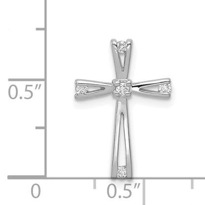 14k White Gold 1/15 carat AA Diamond Cross Pendant