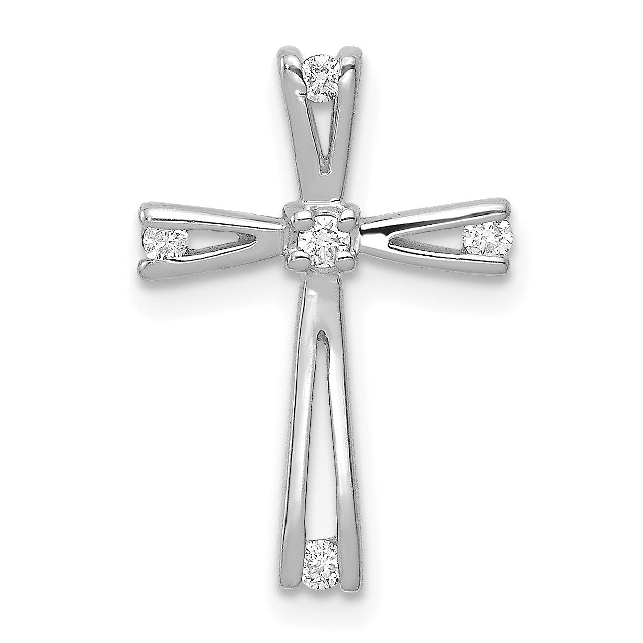 14k White Gold 1/15 carat AA Diamond Cross Pendant