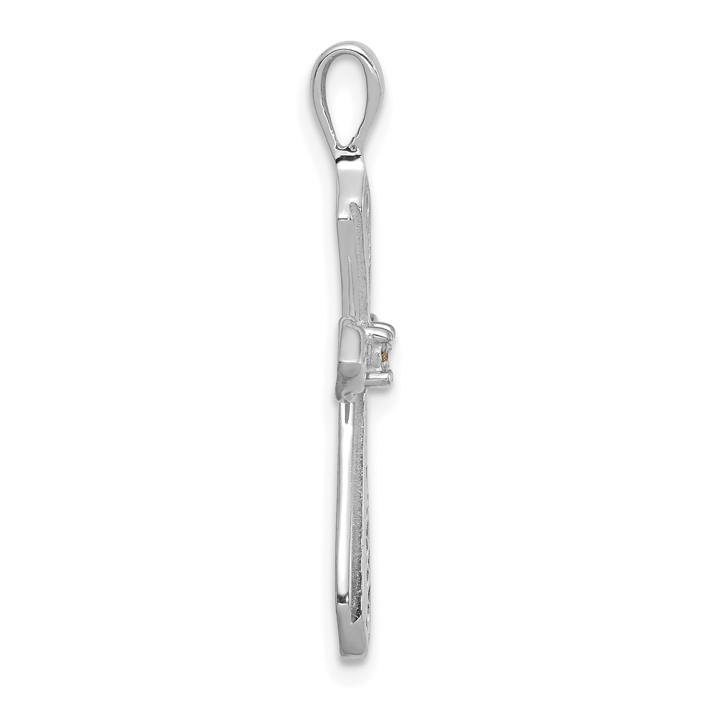 14k White Gold AA Diamond Passion Cross Pendant