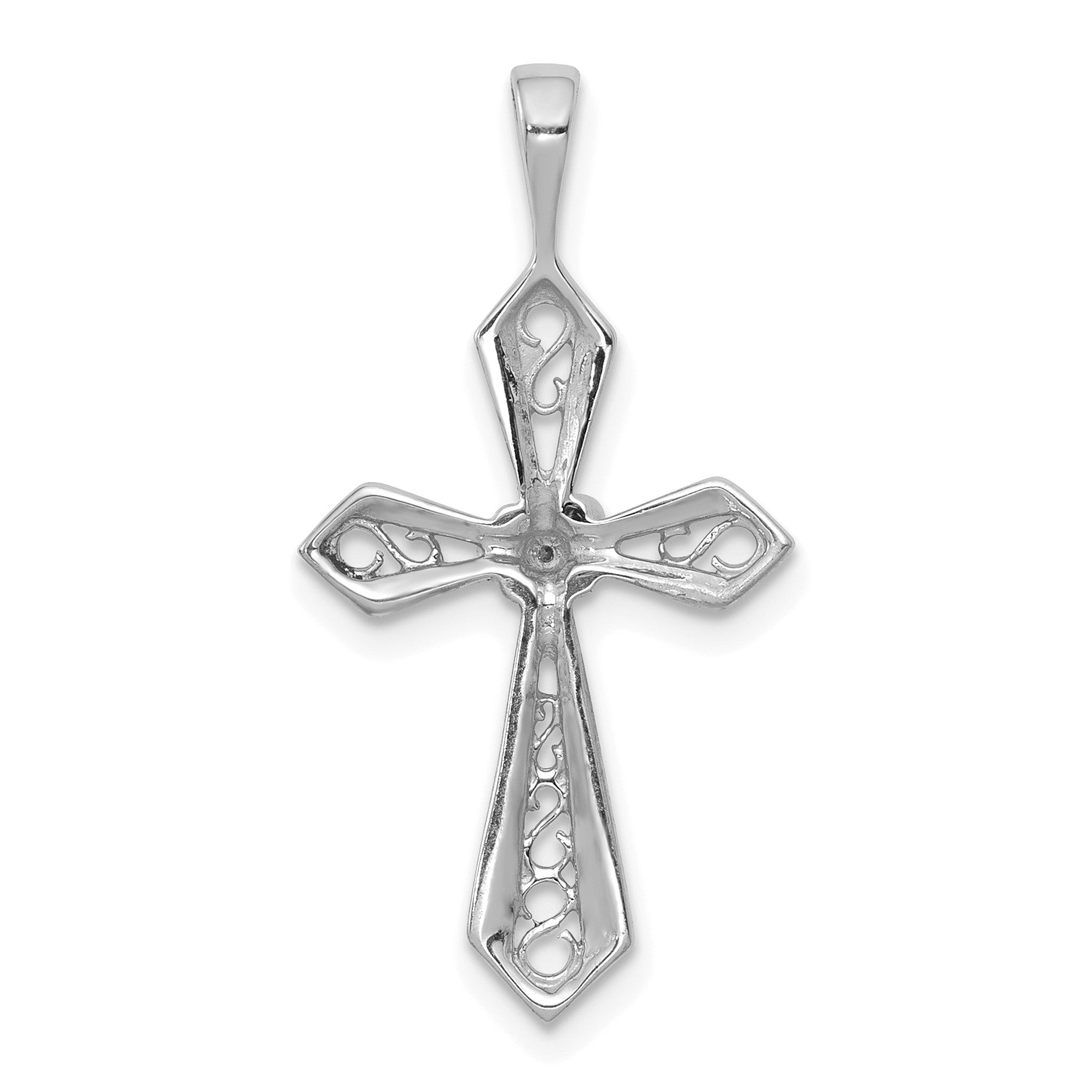 14k White Gold AA Diamond Passion Cross Pendant