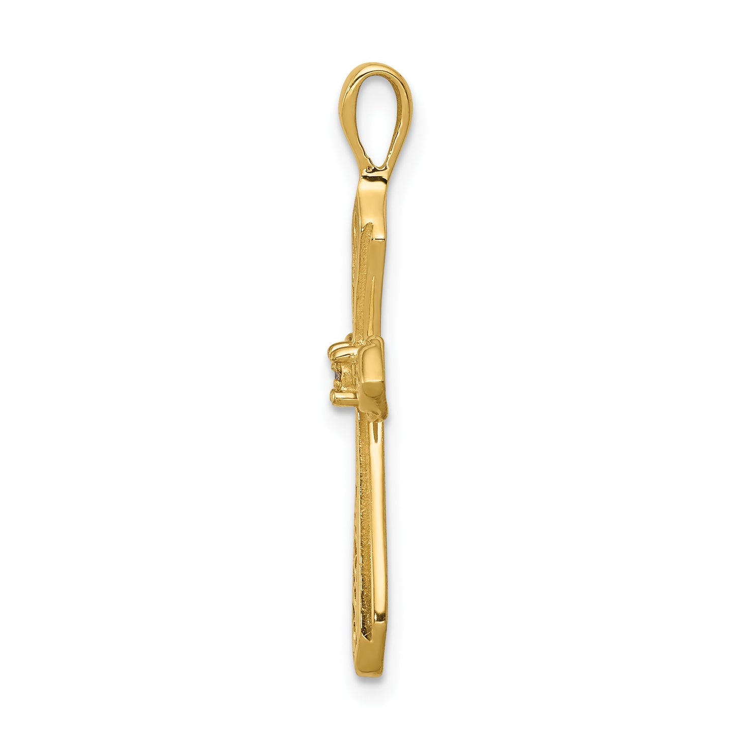 14k A Diamond Passion Cross Pendant