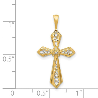 14k A Diamond Passion Cross Pendant