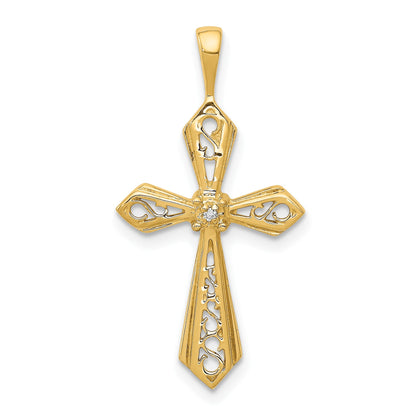 14k A Diamond Passion Cross Pendant