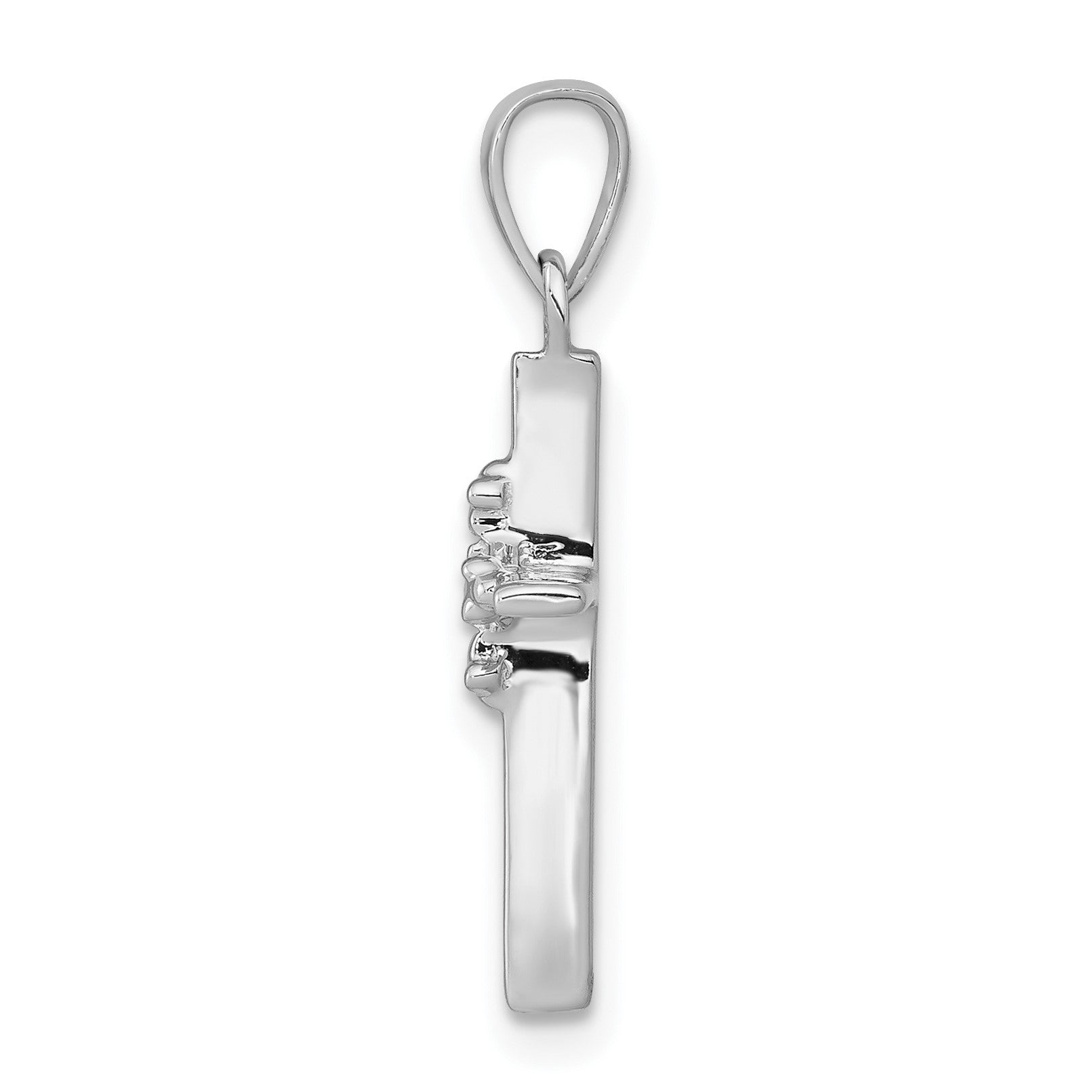 14k White Gold .01 carat Diamond Polished Cross Pendant