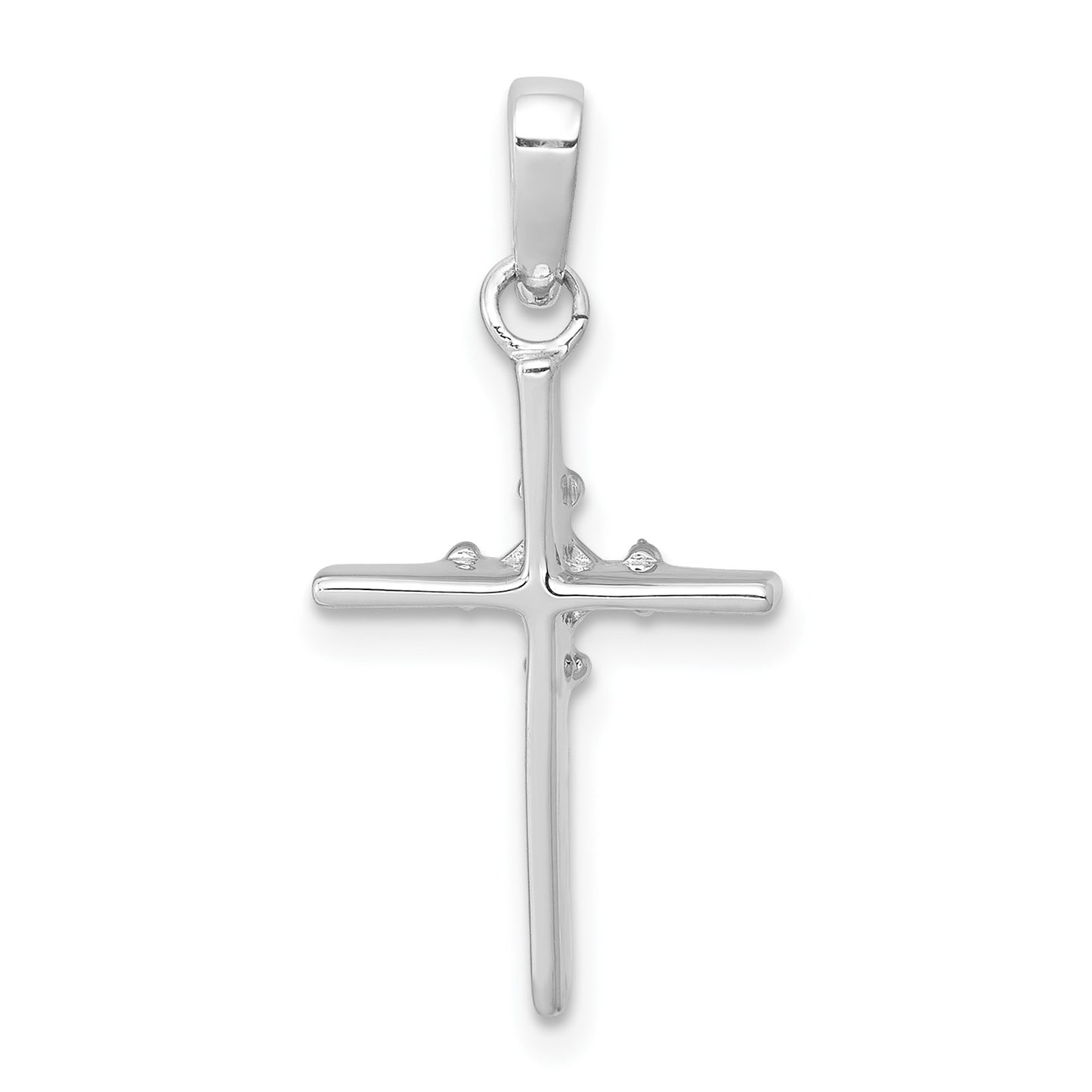 14k White Gold .01 carat Diamond Polished Cross Pendant