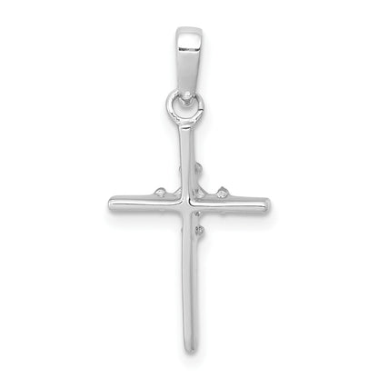 14k White Gold .01 carat Diamond Polished Cross Pendant
