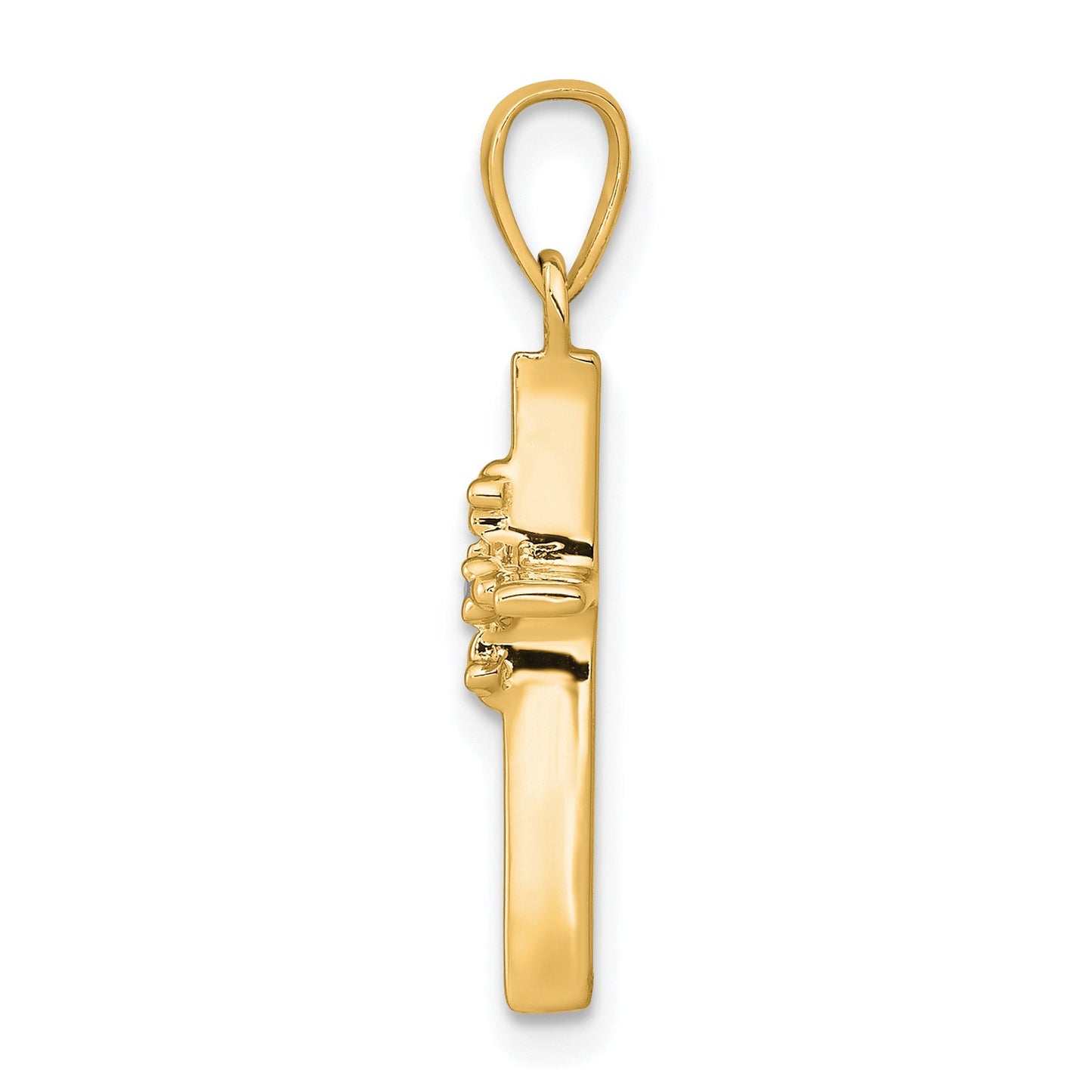 14k .01 carat Diamond Polished Cross Pendant