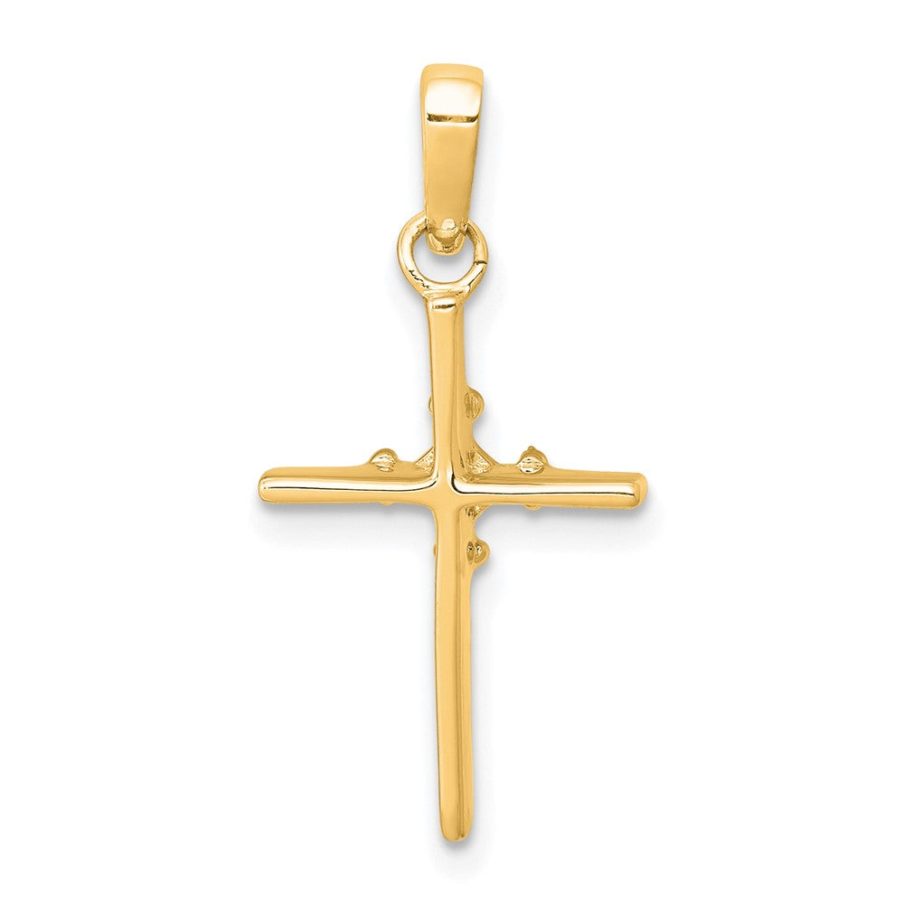 14k .01ct. Diamond Polished Budded Cross Pendant