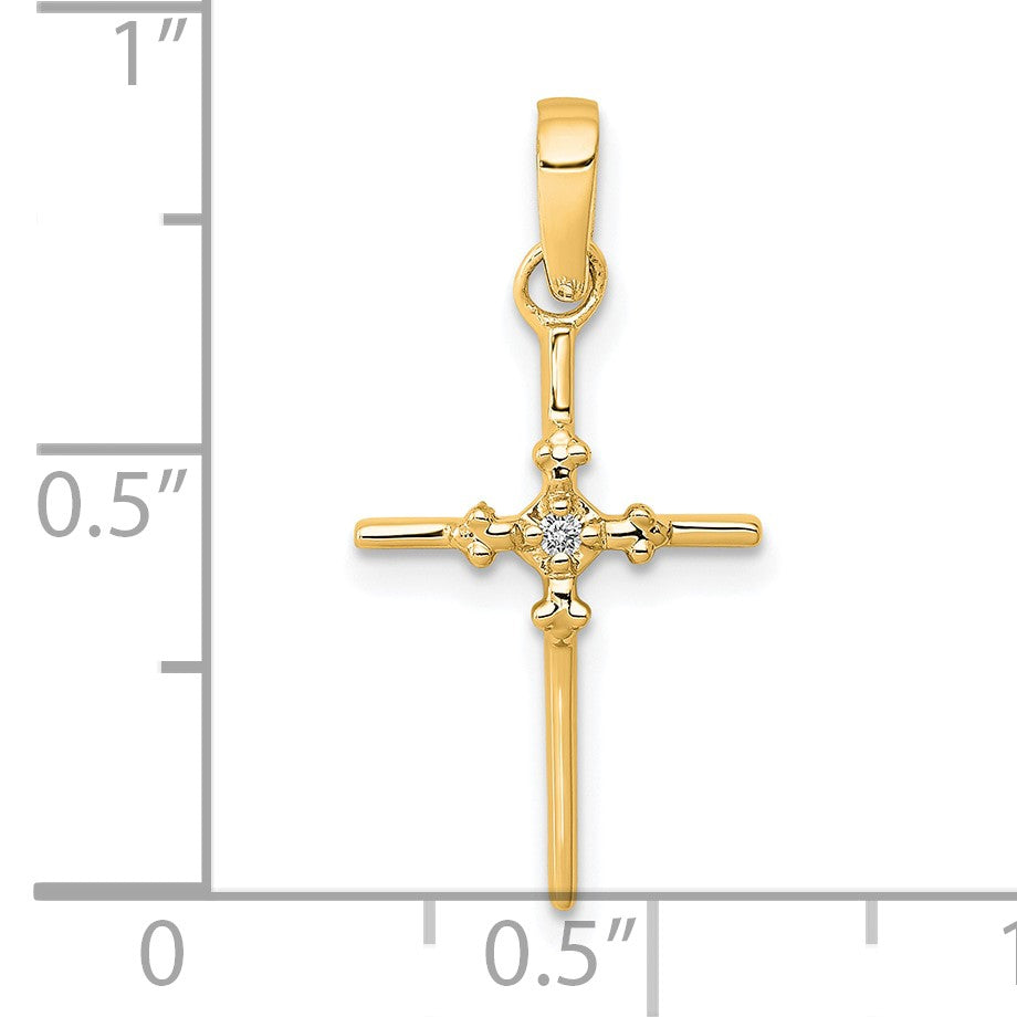 14k .01 carat Diamond Polished Cross Pendant