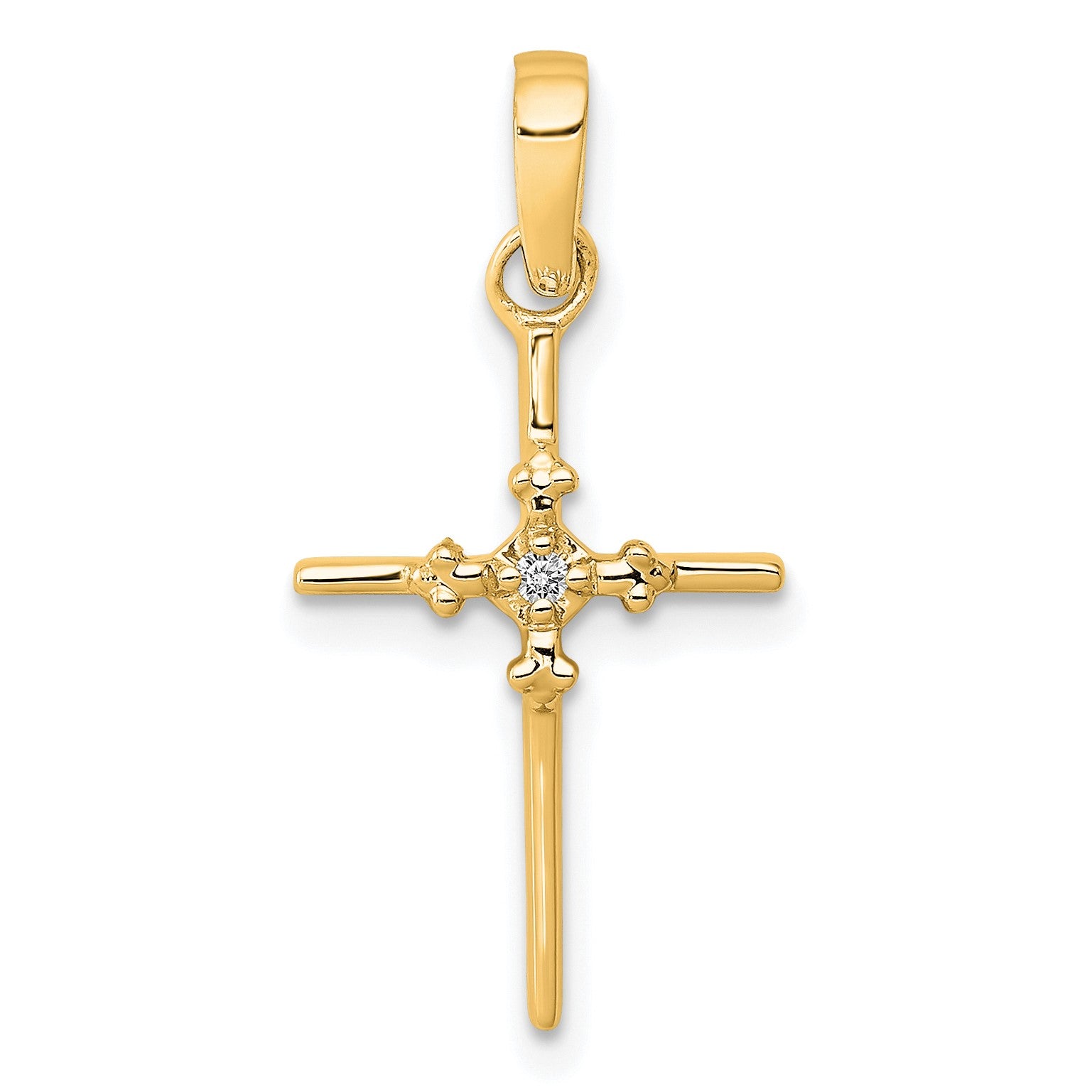 14k .01 carat Diamond Polished Cross Pendant