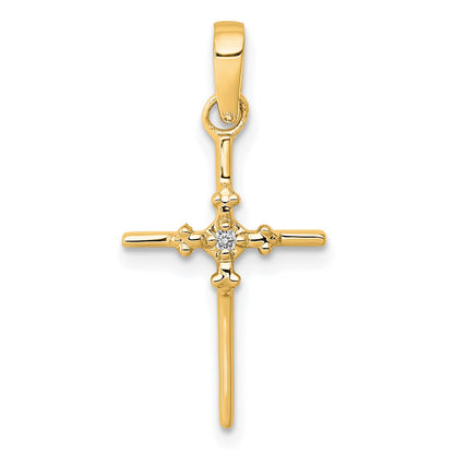 14k .01 carat Diamond Polished Cross Pendant